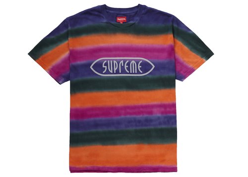 Supreme Rainbow Stripe Tee Shirt - Orange