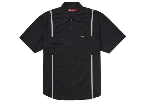Supreme Reflective Stripe Short Sleeve Work Shirt - Black