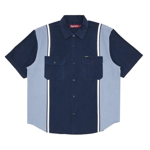 Supreme Reflective Stripe Short-Sleeve Work Shirt - SS25S9 NAVY