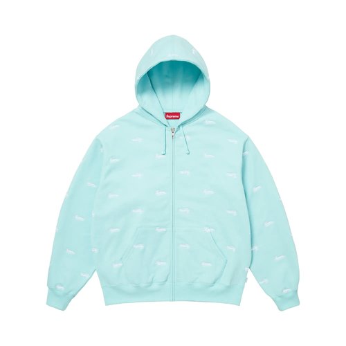 Supreme Repeat Script Zip Up Hooded Sweatshirt - FW25SW21 AQUA