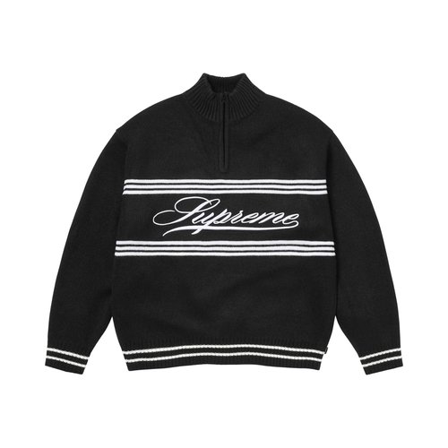 Supreme Script Stripe Half Zip Sweater - FW25SK42 BLACK