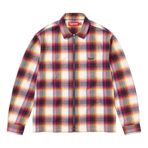 Supreme Shadow Plaid Flannel Zip Up Shirt - Pink/Black/White - SUP-SS24-058