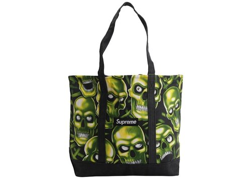 Supreme Skull Pile Denim Tote - Black