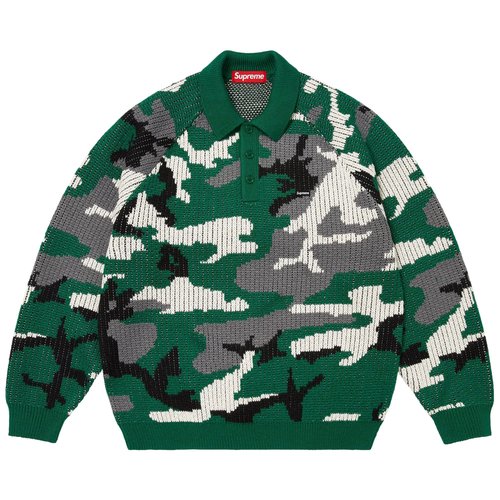 Supreme Small Box Polo Sweater - FW25SK37 GREEN CAMO