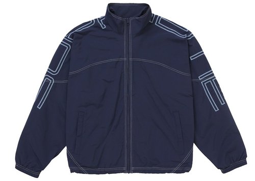Supreme Spellout Embroidered Track Jacket SS25 - Navy Blue