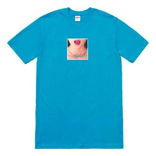 Supreme SS18 Necklace Tee Cyan Printing Short Sleeve Lake - Blue - SUP-SS18-533