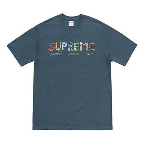 Supreme SS18 Rocks Tee Dark Slate Short Sleeve Gray - Blue/Grey - SUP-SS18-484