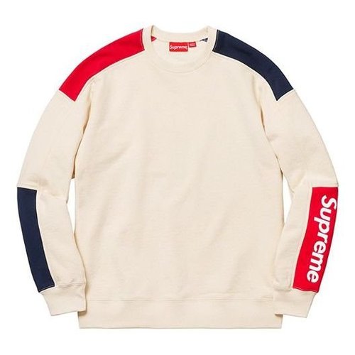 Supreme SS19 Formula Crewneck Natural LOGO Colorblock Fleece Lined Beige - White - SUP-SS19-001