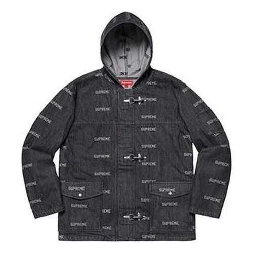 Supreme SS19 Logo Denim Turnout Jacket Logo - Black - SUP-SS19-651