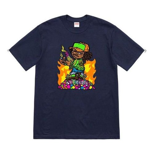 Supreme SS19 Molotov Tee Navy Little Short Sleeve Navy - Blue - SUP-SS19-717