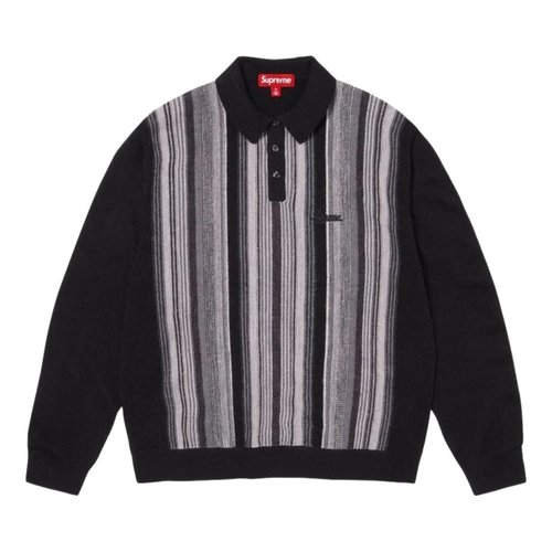 Supreme SS26 Multi Stripe Polo Sweater - Black - SUP-SS26-195-BLK