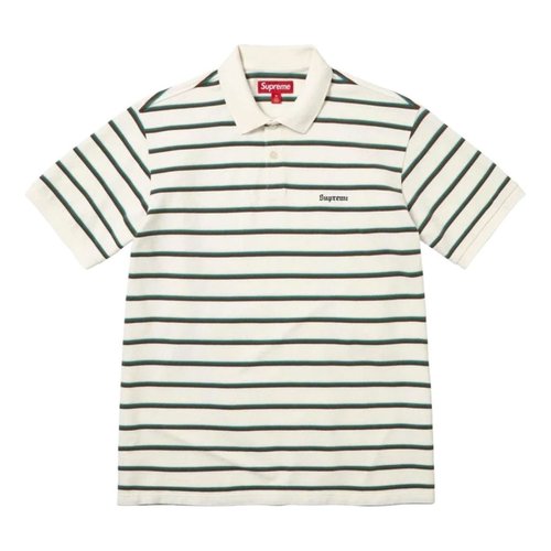 Supreme SS26 Washed Stripe Polo - White - SUP-SS26-058-WHT