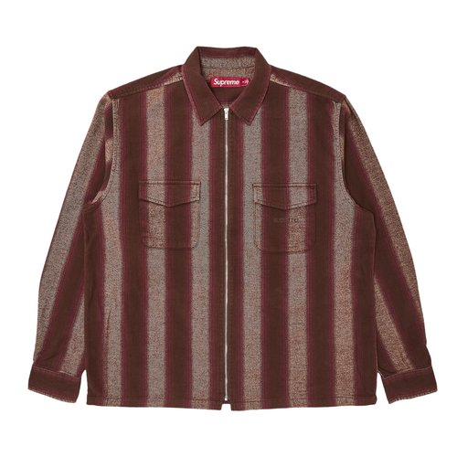 Supreme Stripe Flannel Zip Up Shirt - FW23S44 BROWN