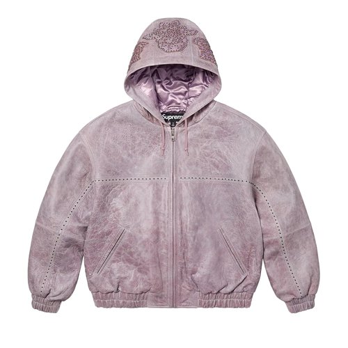 Supreme Studded Hooded Leather Jacket 'Lilac' | Solesense