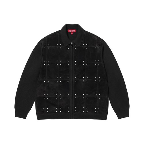 Supreme Studded Suede Zip Up Cardigan - FW25SK39 BLACK