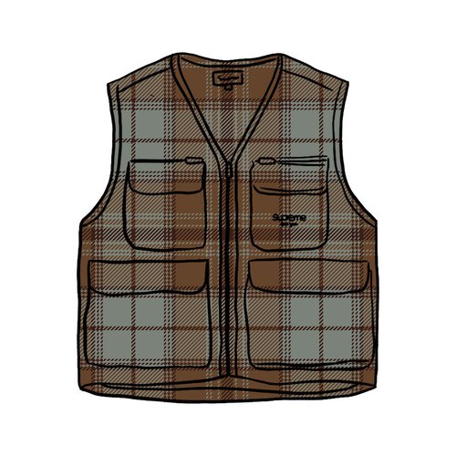 Supreme Tartan Flannel Cargo Vest 'Black' | Solesense