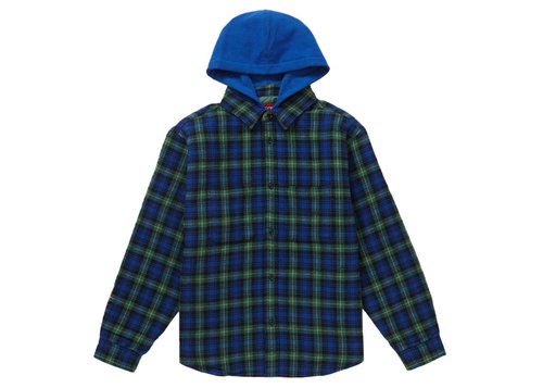 Supreme Tartan Flannel Hooded Shirt - Blue