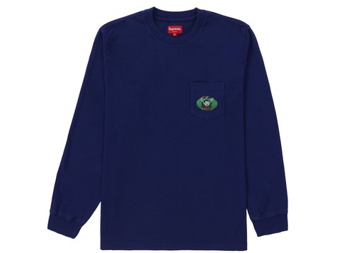 Supreme Vampire Long Sleeve Pocket Tee Shirt - Washed Navy Blue