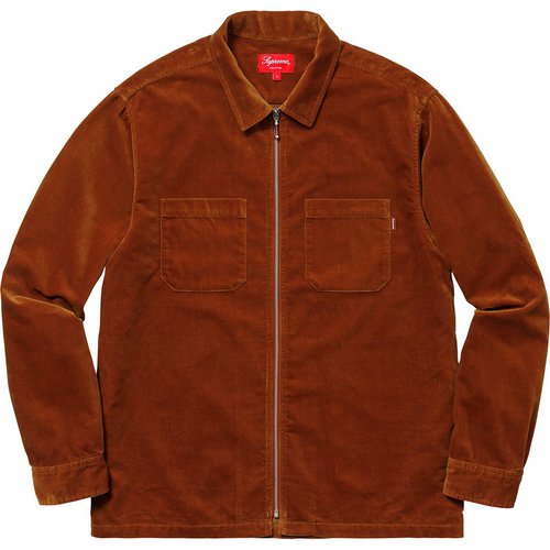 Supreme Velvet Zip Up Shirt - Rust