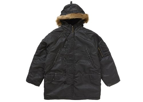 Supreme Washed Flight Satin N 3B Parka Jacket - Black