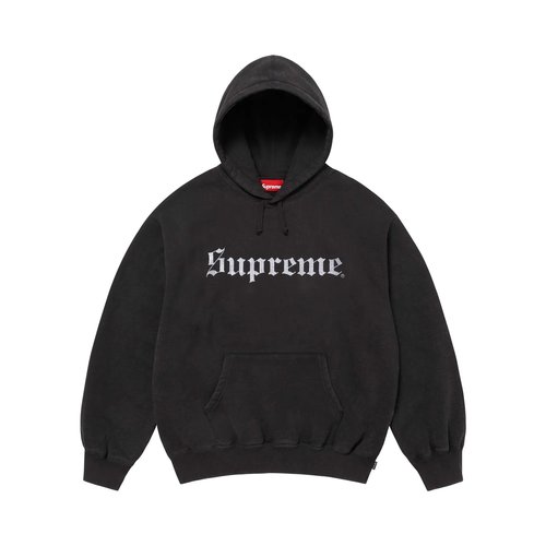 Supreme Washed Old English Hooded Sweatshirt - FW25SW81 BLACK