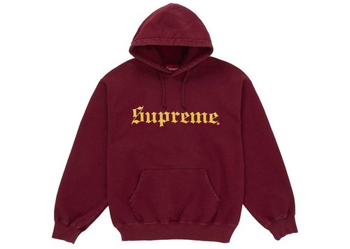 Supreme Washed Old English Hooded Sweatshirt - Cardinal