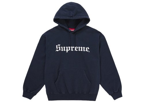 Supreme Washed Old English Hooded Sweatshirt - Navy Blue