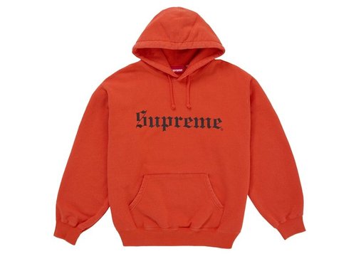 Supreme Washed Old English Hooded Sweatshirt - Orange