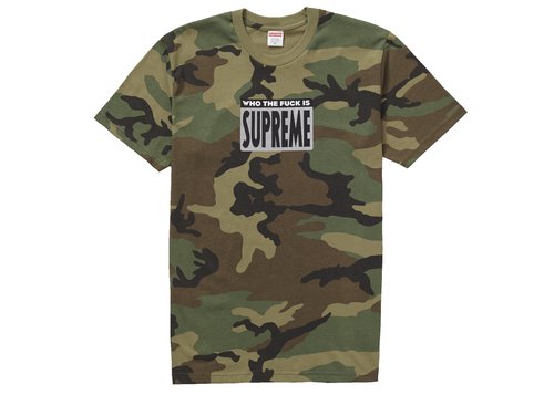 Supreme Who The Fuck Tee Shirt - Woodland Camo