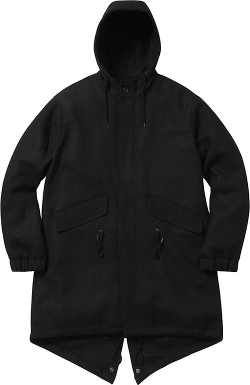 Supreme Wool Fishtail Parka Jacket - Black