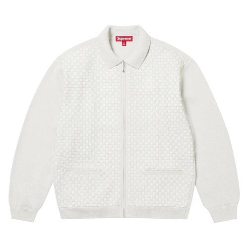 Supreme Woven Leather Zip Up Cardigan - FW24SK45 WHITE