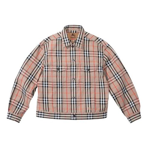 Supreme x Burberry Denim Trucker Jacket - Tan/Black/White - SUP-SS22-128