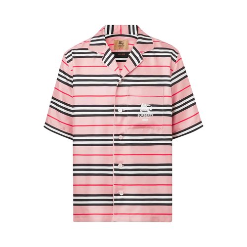 Supreme x Burberry Icon Stripe Silk Pyjama Shirt | Tan | Size M - Burberry Exclusive - 80526651