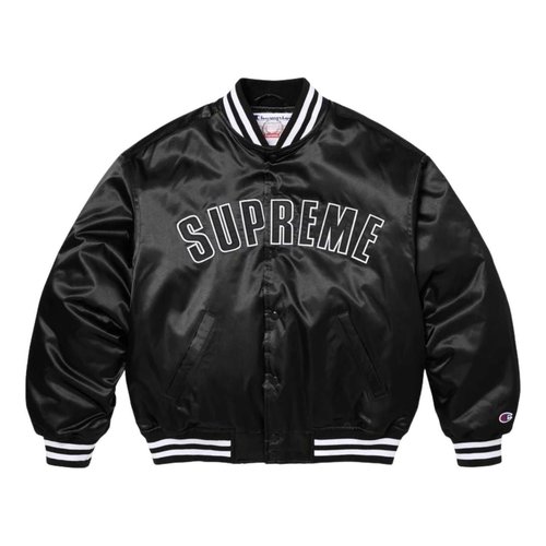Supreme x Champion SS26 Satin Varsity Jacket - Black - SUP-SS26