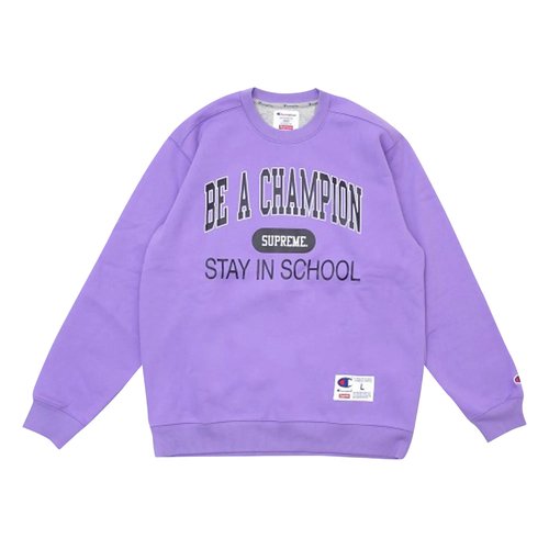 Supreme x Champion Stay In School Crewneck - SS18SW7 LIGHT PURPLE