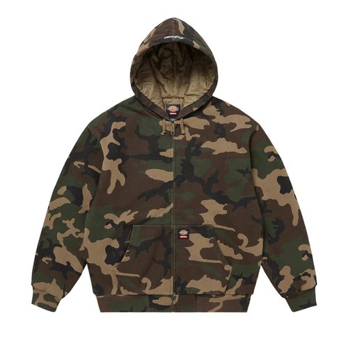 Supreme x Dickies Quilted Lined Zip Up Hooded Sweatshirt - FW25SW46 WOODLAND CAMO