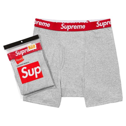 Supreme x Hanes Boxer Briefs | Size S - 2 Pack - 99HAA236 HEATHER GREY