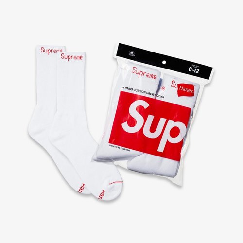 Supreme x Hanes Crew Socks 4 Pack White FW22 'WhiteSeasonFall/Winter