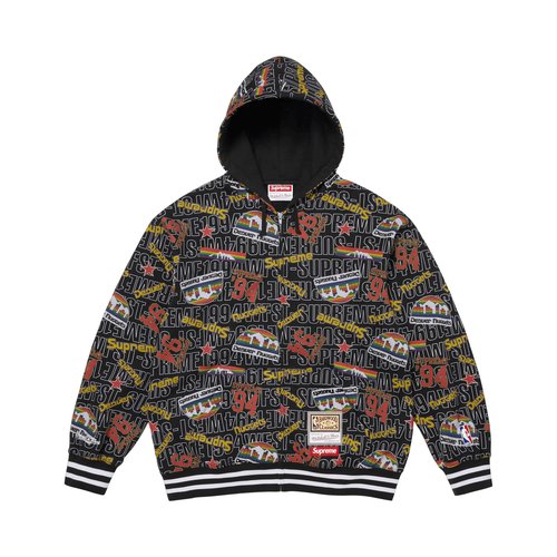 Supreme x Mitchell & Ness Teams Zip Up Hooded Sweatshirt - SS26SW63 BLACK