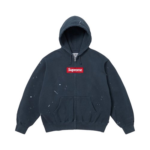 Supreme x MM6 Maison Margiela Box Logo Zip Up Hooded Sweatshirt - SS26SW32 NAVY