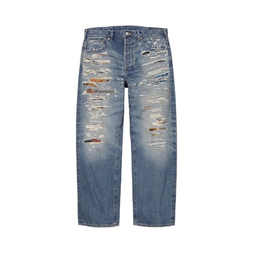 Supreme x MM6 Maison Margiela Distressed Loose Fit Selvedge Jean - SS26P3 WASHED INDIGO
