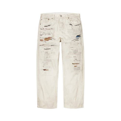 Supreme x MM6 Maison Margiela Distressed Loose Fit Selvedge Jean - SS26P3 WHITE