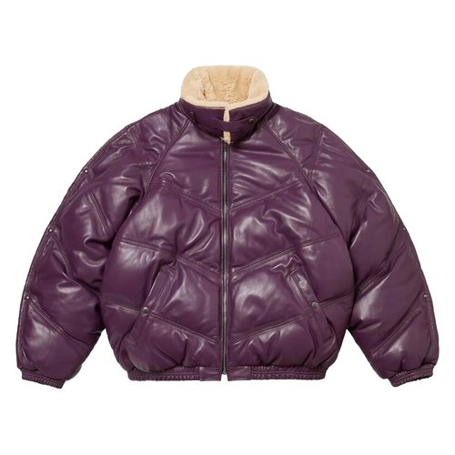 Supreme x Schott Chevron Leather Down Puffer Jacket - FW24J80 PURPLE