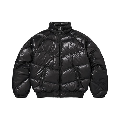Supreme x Schott Glossy Lightweight Down Puffer Jacket - SS26J59 BLACK
