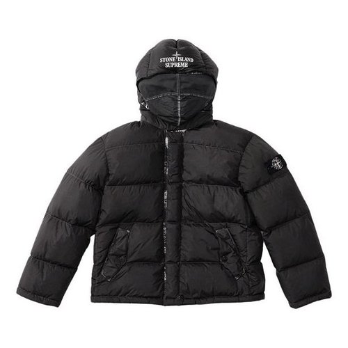 Supreme x Stone Island Painted Camo Crinkle Down Jacket 'Black