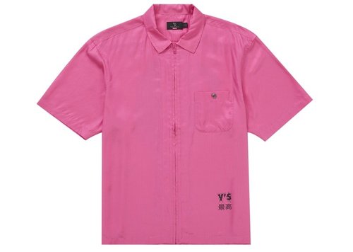 Supreme Y's by Yohji Yamamoto Silk Zip Up Short Sleeve Shirt - Pink