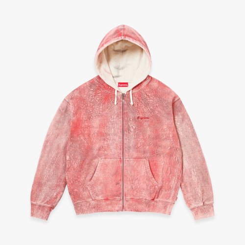Supreme Zip Up Hooded Sweatshirt Red FW23 'Crackle' 18518 Solesense