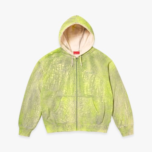 Supreme Zip Up Hooded Sweatshirt Yellow FW23 'Crackle' 18306 Solesense