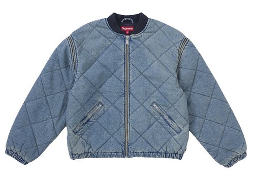 Supreme ZipOff Sleeve Quilted Bomber Jacket - Denim