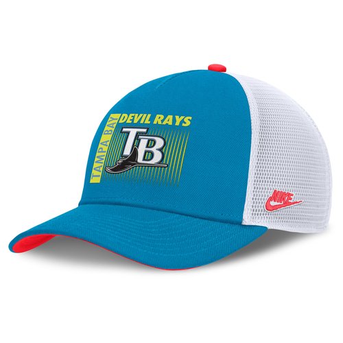 Tampa Bay Rays Neon 90s Rise Nike Dri-FIT MLB Trucker Adjustable Hat - Blue - NB520GMTTDV-53M